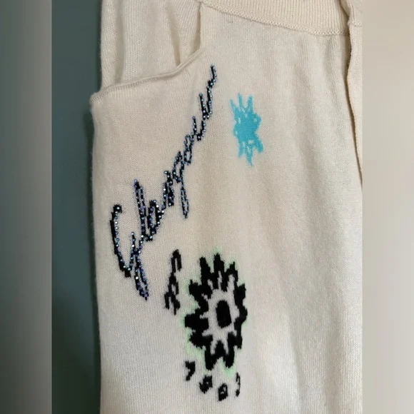 Nwt Barrie Womens Cashmere Embroidered Crystal Pants Cream White Size M $1890 - Picture 2 of 9